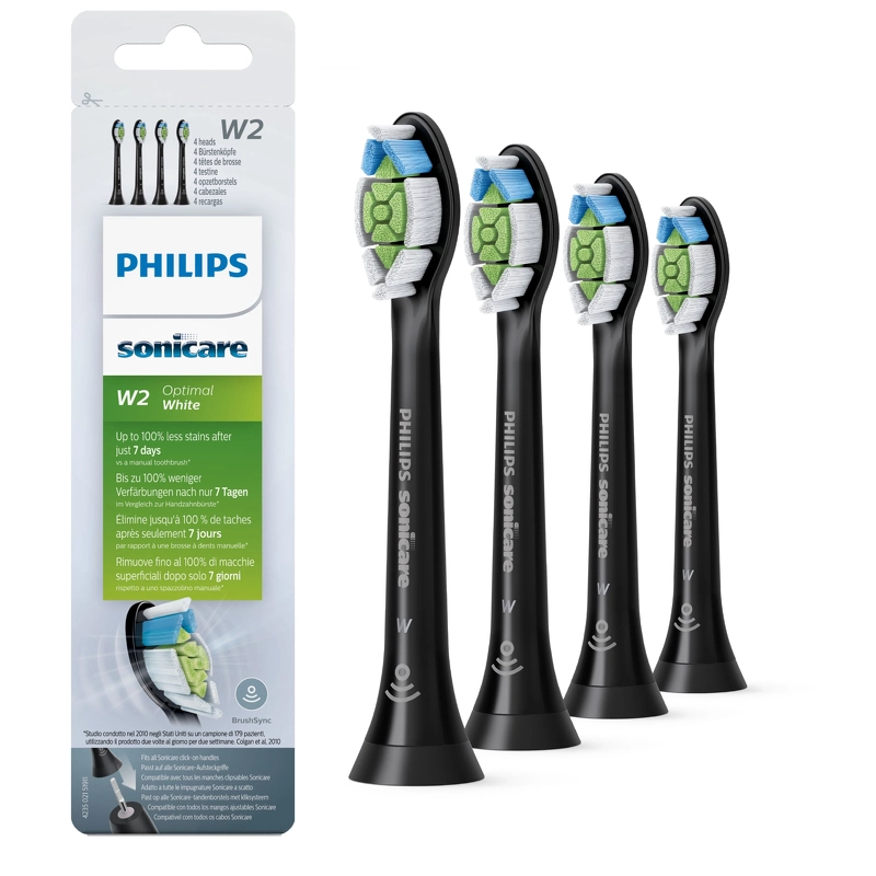 Philips Sonicare W2 Optimal White Toothbrush Heads 4 Pieces   Hx6064 Black