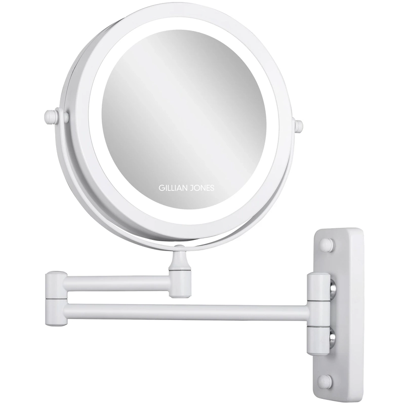 Gillian Jones Wall Mirror W Arm   Lights   White 10246 90