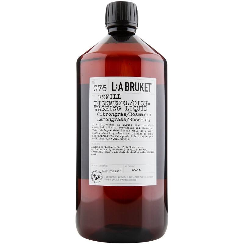L:a Bruket 076 Dishwashing Liquid Refill 1000 Ml   Lemongrass Rosemary